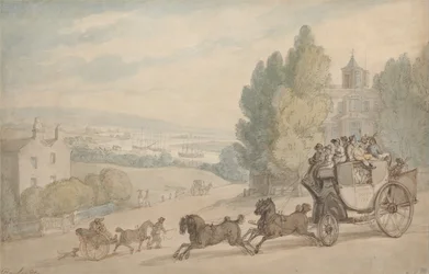 Der Canterbury-Dover-Kutschwagen passiert das Vanbrugh Castle